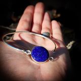 Solid 925 Sterling Silver & Natural Lapis Lazuli Cuff Bracelet