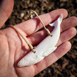 Humpback Whale Bone Carving Pendant Necklace
