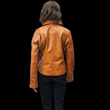 50% OFF SALE. Desert Drift - Womens REAL Genuine Leather Jacket - Tan Side Zip