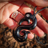 Manaia Black Bone Carving Pendant Necklace - NZ Maori Inspired