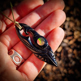 Manaia Spear Black Bone Carving Pendant Necklace - NZ Maori Inspired