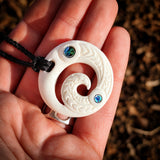 Closed Koru Bone Carving Pendant Necklace - NZ Maori Inspired