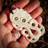Hei Tiki Bone Carving Pendant Necklace - NZ Maori Inspired