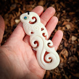Manaia Koru Bone Carving Pendant Necklace - NZ Maori Inspired