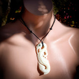 Natural Carved Maori Bone Carving Pendant Necklace - Manaia Hook