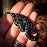 Wahine Toa Black Bone Carving Pendant Necklace - NZ Maori Inspired