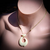 Natural Maori Bone Carving Pendant Necklace - Wide Hook