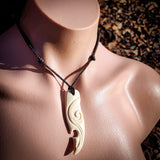 Koru Niho Bone Carving Pendant Necklace - NZ Maori Inspired