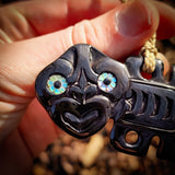 Hei Tiki Black Bone Carving Pendant Necklace