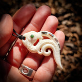 Maori Seahorse Bone Carving Pendant Necklace - NZ Maori Inspired