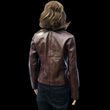 50% OFF SALE. Merlot Ridge - Womens REAL Genuine Leather Jacket - Burgundy Side Zip