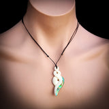 Natural Maori Bone Carving Pendant Necklace - Twist With Paua Inlay