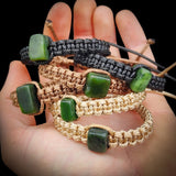 NZ Greenstone Pounamu Macrame Cube Bracelets