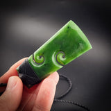 Natural Jade Double Koru Toki Pendant Necklace