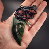 2pcs Matching Set Natural Jade Koru Heart Pendant Necklaces