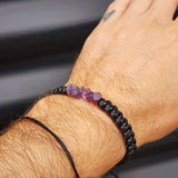 Natural Amethyst Chip Black Macrame Bracelet