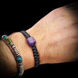 Natural Amethyst Cube Black Macrame Bracelet
