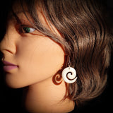 Natural Carved Maori Bone Carving Earrings - Koru
