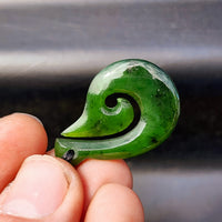Natural Greenstone Carved Hook Pendant Necklace