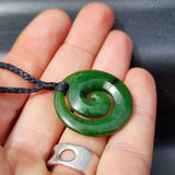 Natural Greenstone Carved Koru Pendant Necklace