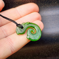 Natural Greenstone Carved Manaia Pendant Necklace