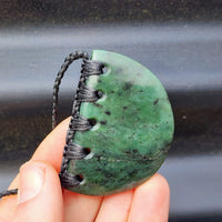 Natural Greenstone Half Oval Breastplate Necklace with Binding