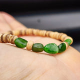 Greenstone & Brown Coconut Wood Bracelet