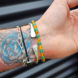 Polished Honey Amber & Aventurine Elastic Bracelet