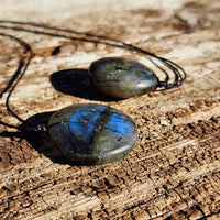 Round Natural Labradorite Pendant Necklaces