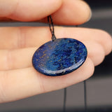 30mm Natural Lapis Lazuli Flat Disk Pendant Necklace