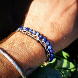 Natural Lapis Lazuli Elastic Bead Bracelet