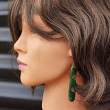 Natural Greenstone Round Koru Drop Hanging Earrings