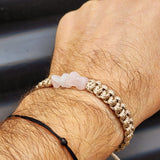 Natural Rose Quartz Chip Tan Macrame Bracelet