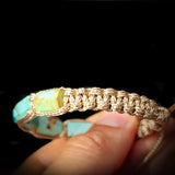Natural Turquoise Cylinder Tan Macramé Bracelet (10X12B)