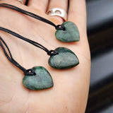 Small Nephrite Jade / Greenstone Heart Pendant Necklace