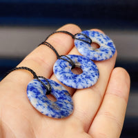 30mm Natural Sodalite Donut Pendant Necklace