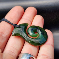 Nephrite Greenstone Koru Hook Pendant Necklace
