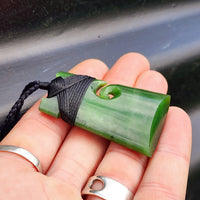 Greenstone Toki Pendant Necklace With Koru Carved Center