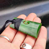 Greenstone Toki Pendant Necklace With Koru Carved Center