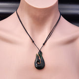 Nephrite Greenstone Whale Tail Hook Pendant Necklace