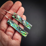 Paua Rectangle Carving Earrings