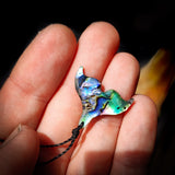 Natural Carved Paua Whale Tail Pendant Necklace