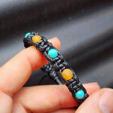 Raw Honey Baltic Amber & Turquoise Stone Macrame Bracelet