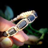Natural Raw Black Tourmaline Cylinder Macramé Bracelet (10X9)