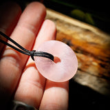 30mm Rose Quartz Donut Pendant Necklace