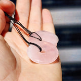 30mm Pink Rose Quartz Donut Pendant Necklace