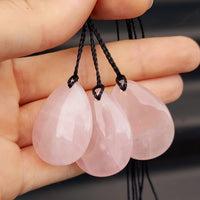 Natural Rose Quartz Waterdrop Pendant Necklace