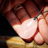 Natural Rose Quartz Waterdrop Pendant Necklace