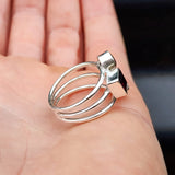 Rustic Handmade Solid 925 Sterling Silver & Natural Garnet 3x Setting Cage Ring