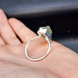 Rustic Handmade Sterling Silver & Raw Aquamarine Irregular Ring